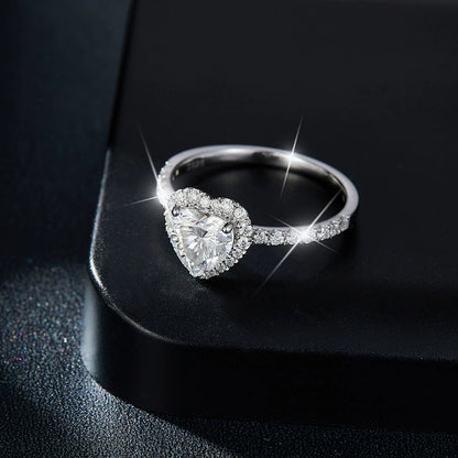 925 Silver Heart Moissanite Ring (7x7mm) - Premium Minimalist Bridal Ring for Women