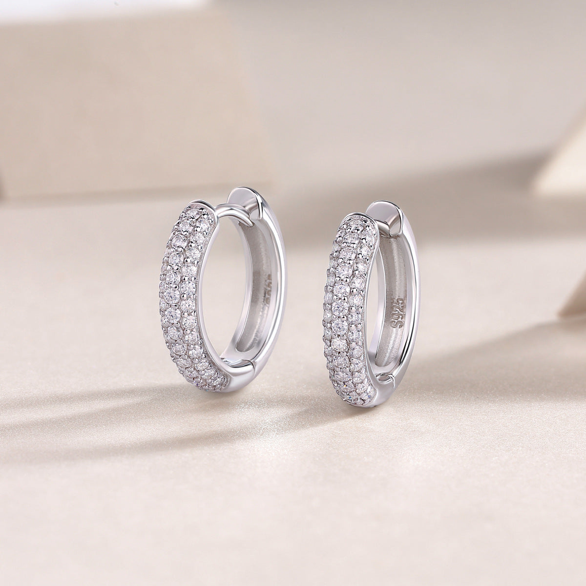 Pavé Moissanite Hoop Earrings in Sterling Silver for Women — Everyday Luxury
