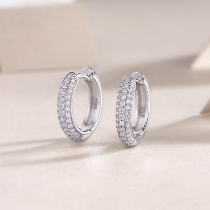 Pavé Moissanite Hoop Earrings in Sterling Silver for Women — Everyday Luxury
