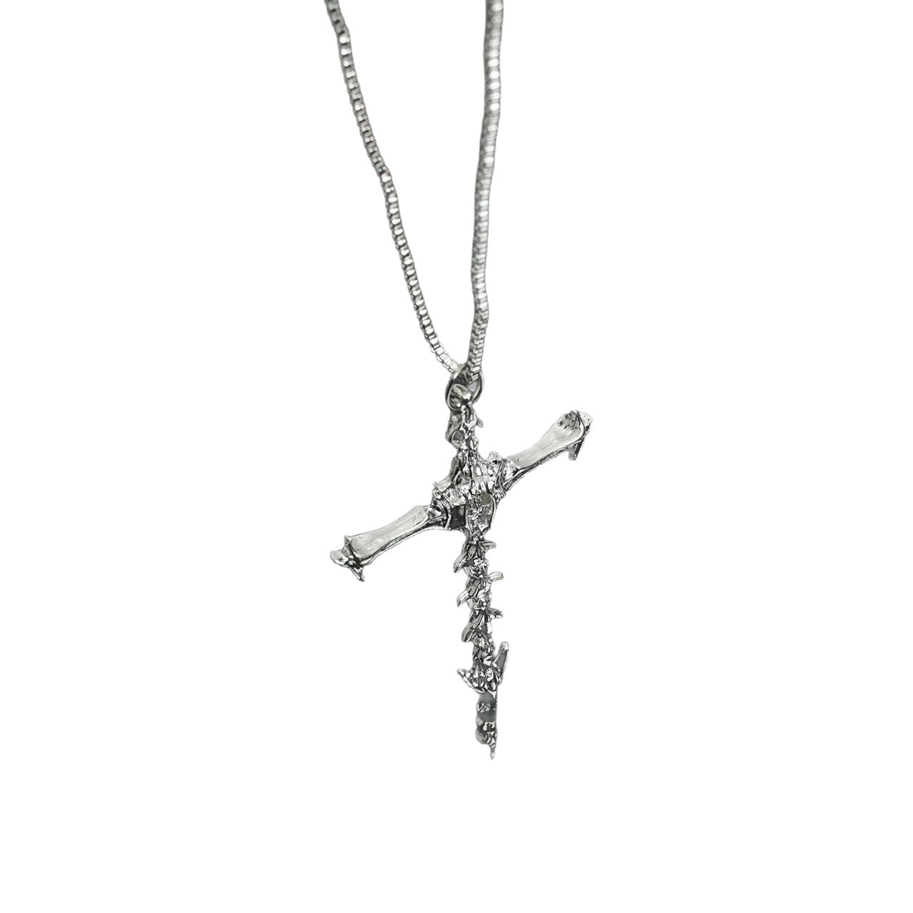 Skull Cross Pendant Necklace - Edgy Minimalist Design