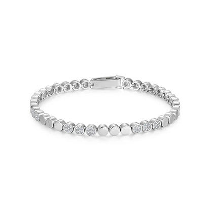 S925 Silver Gold-Plated Round 0.9mm Moissanite Bubble Bracelet - Minimalist & Elegant for Women
