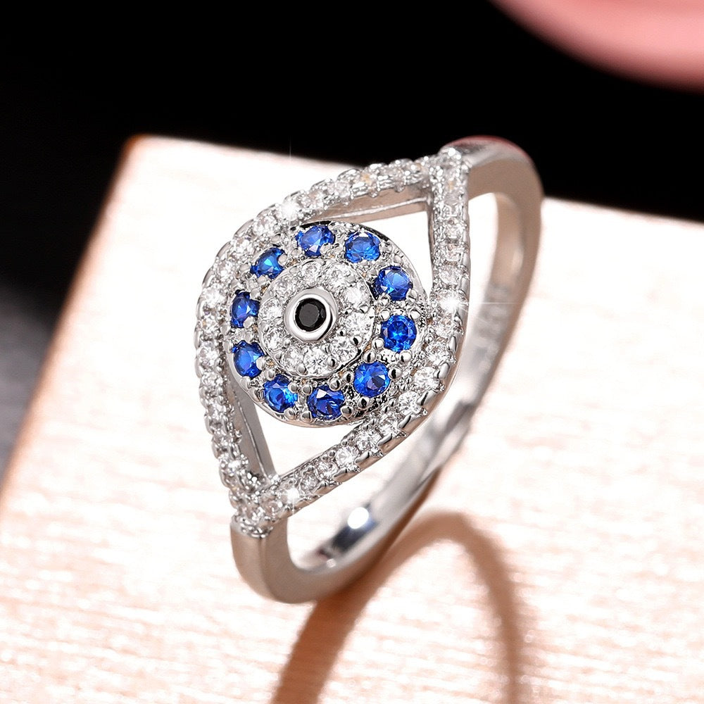 Ricady Jewel Evil Eye Ring - Unique Design Zircon Statement Band