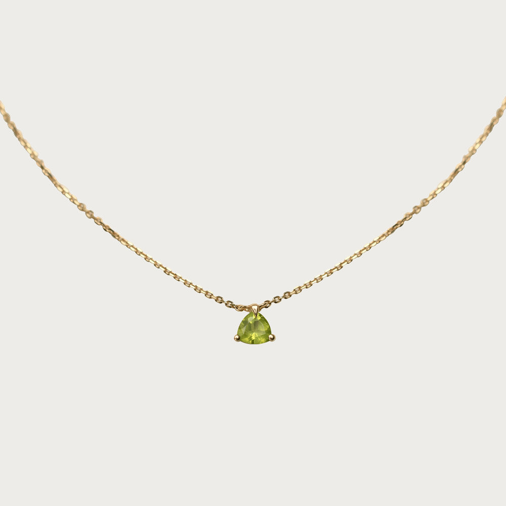 Olive Green S925 Sterling Silver Necklace for Women | Minimalist 18K Plated Collar Chain, Ins Style, Versatile & Elegant