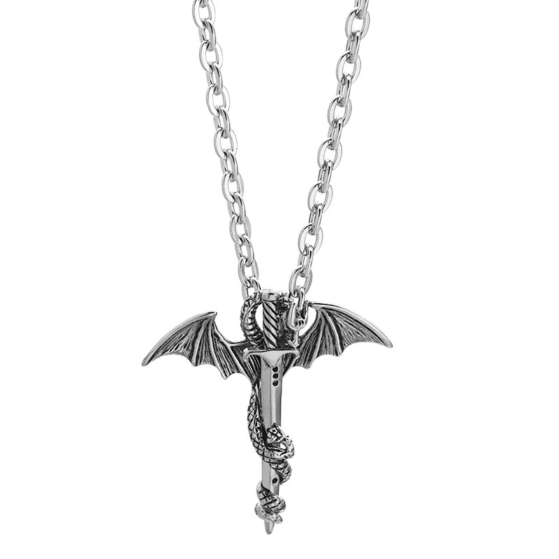 Angel Wing Pearl Chain Necklace | Titanium Steel Fashion Pendant