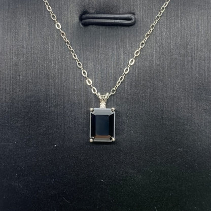 Ricady Jewel S925 Sterling Silver Black Moissanite Necklace - 1/2 Carat Classic Emerald Cut High-End Pendant