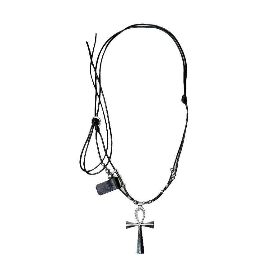 Punk Layered Cross Pendant Necklace - Dark Edgy Style