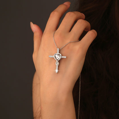 925 Sterling Silver Zirconia Cross Necklace - Quiet Luxury Style