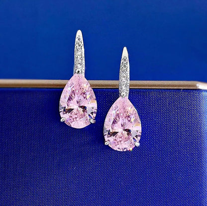 S925 Sterling Silver 8x12 Pear Shaped Zircon Stud Earrings - Minimalist & Stylish