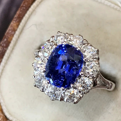 Royal Sapphire Zircon Ring - Gold Plated Copper Luxury Wedding Jewelry for Women