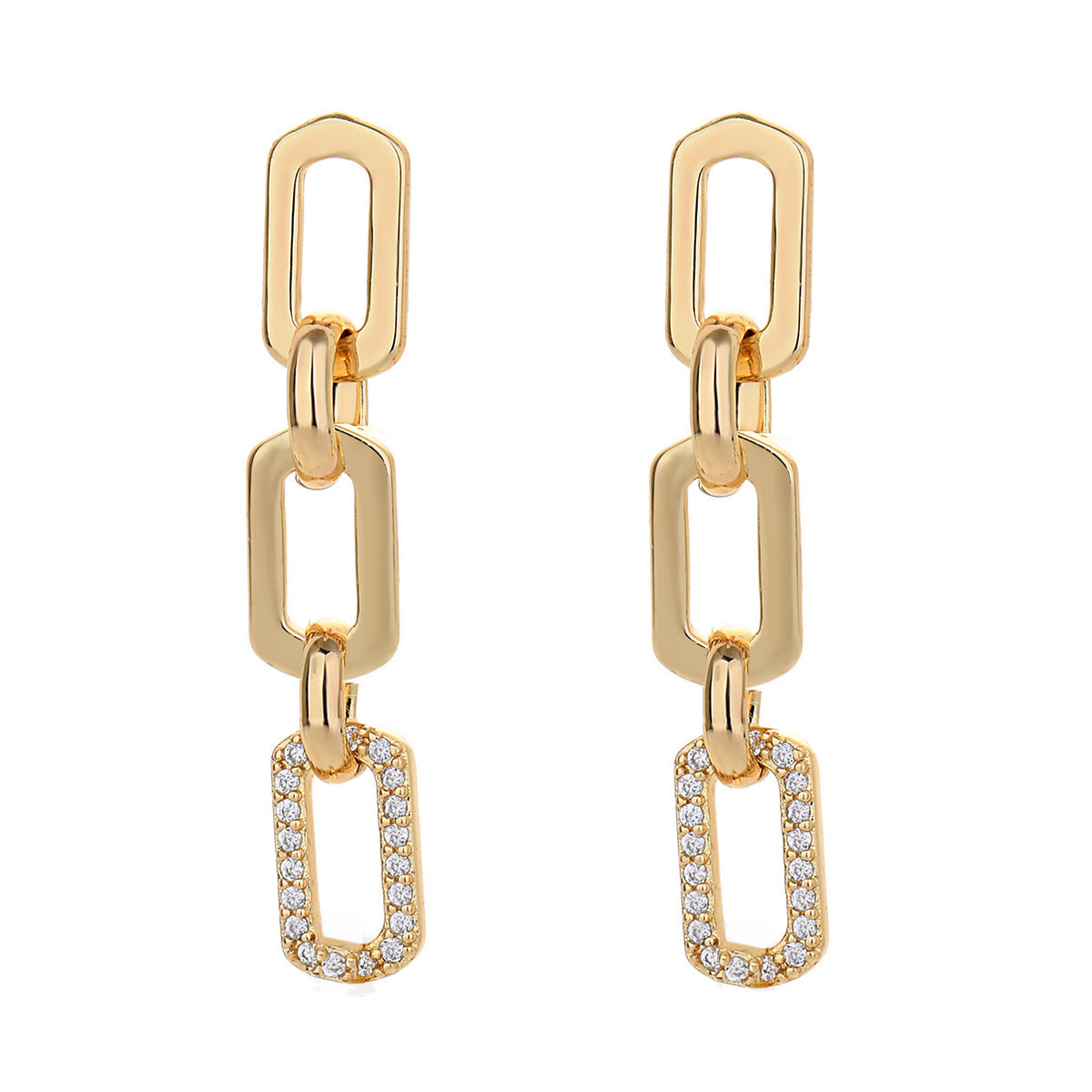 French Geometric Tassel Micro-Inlaid Zircon Drop Earrings - Minimalist Fashion for Women