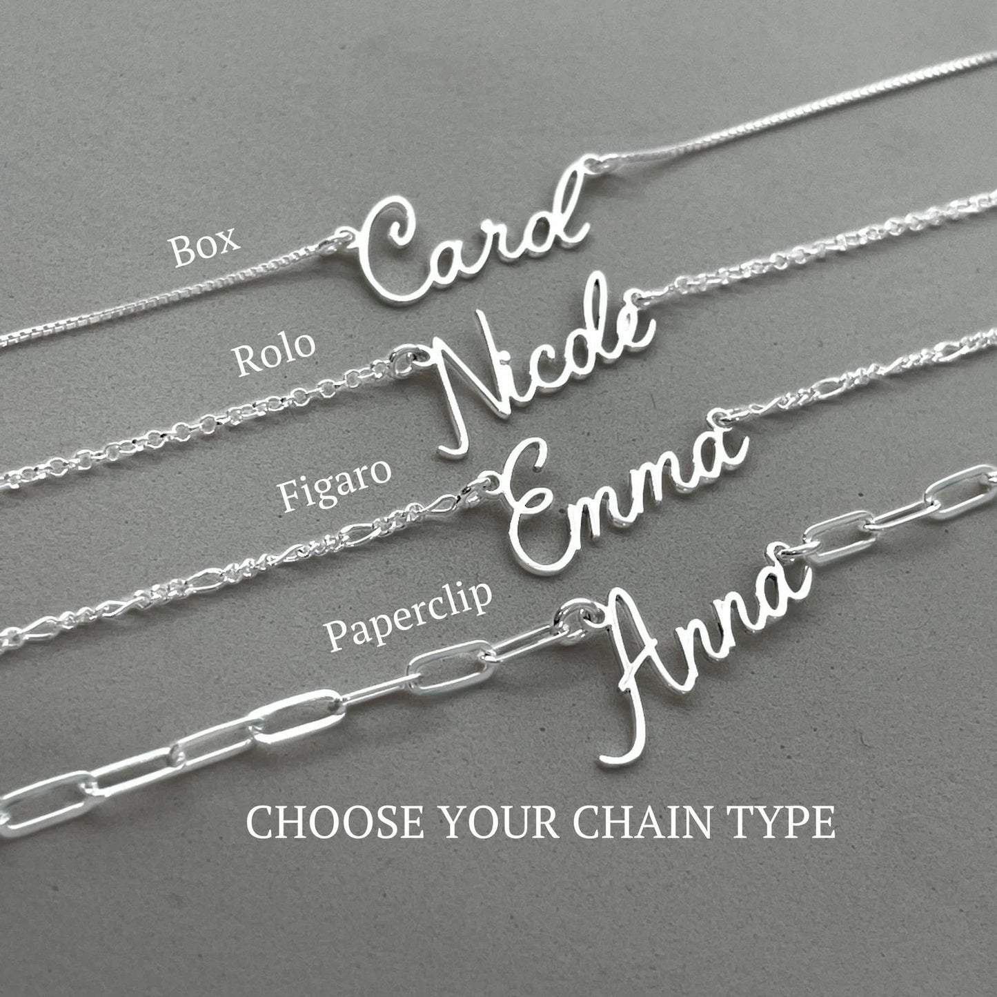Layering Chain Necklace in 925 Sterling Silver - Customizable Name Letter Necklace