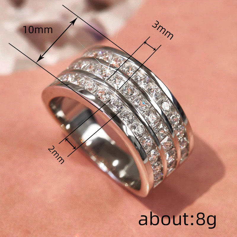 Hip Hop Stackable Zircon Band Ring - Multi-Layer Inlaid Statement Jewelry