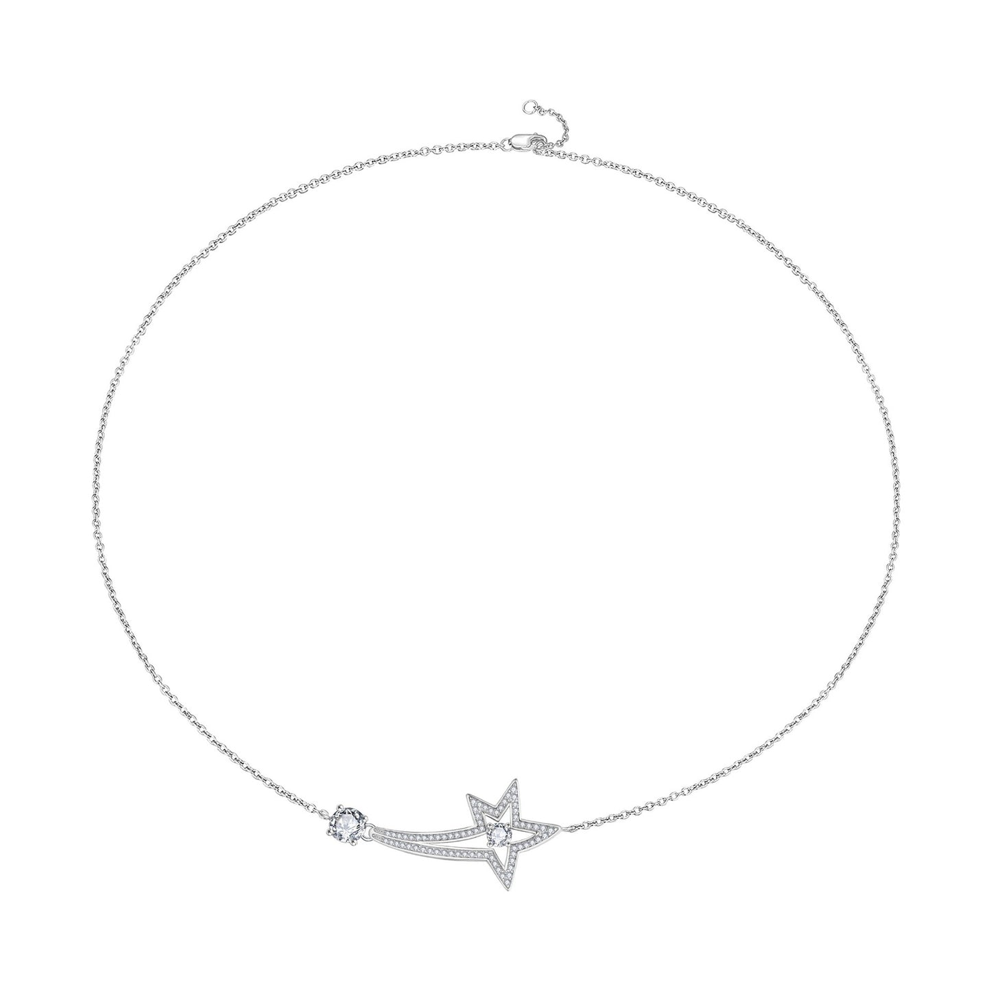 S925 Sterling Silver 0.5ct Round Moissanite Starfish Necklace - Dainty Versatile Layering Chain
