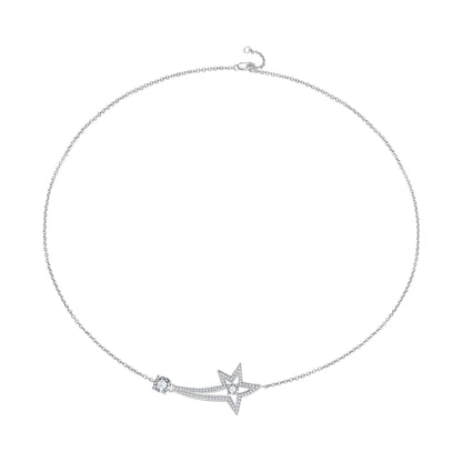 S925 Sterling Silver 0.5ct Round Moissanite Starfish Necklace - Dainty Versatile Layering Chain