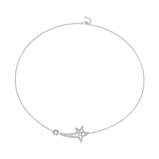 S925 Sterling Silver 0.5ct Round Moissanite Starfish Necklace - Dainty Versatile Layering Chain