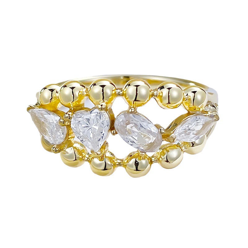 Beaded Eternity Ring | S925 Silver Gold-Plated Ins Style Romantic Chic Jewelry
