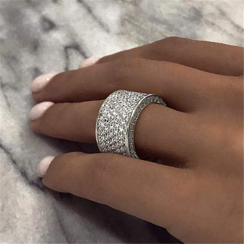 Ricady Jewel Copper-Plated Zircon Inlaid Ring - Unisex Wide Band Jewelry