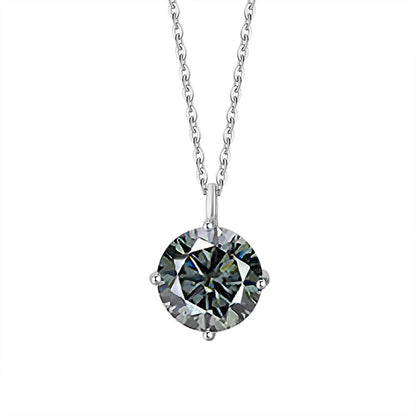 S925 Sterling Silver Classic Four-Prong Moissanite Necklace - Trendy Dainty Collarbone Pendant