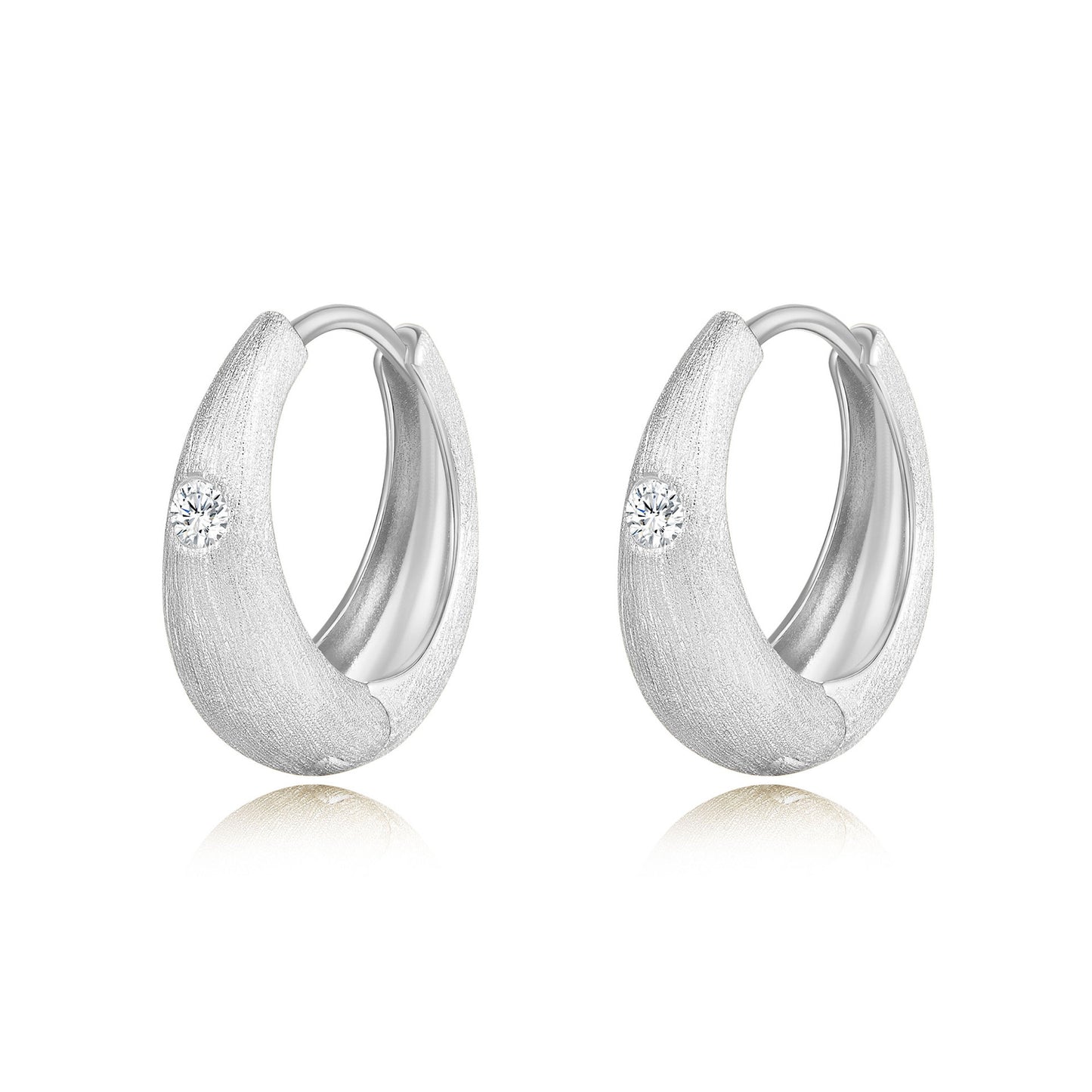 S925 Sterling Silver Moissanite Earrings - Minimalist拉丝Ear Cuffs for Women