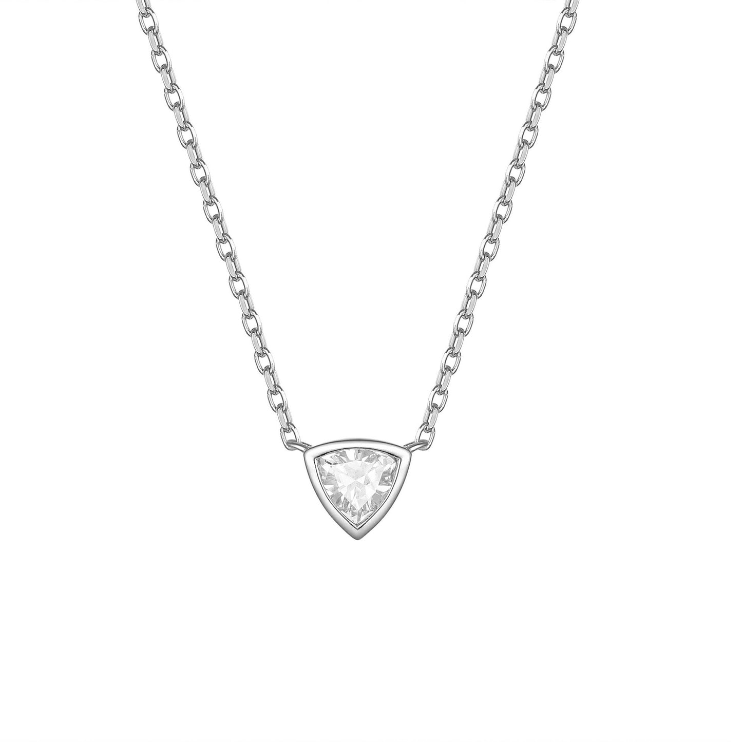 Sterling Silver (S925) 0.5ct Triangle Moissanite Necklace - Minimalist Trendy Dainty Pendant