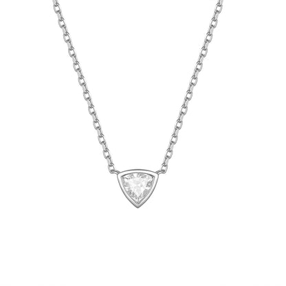 Sterling Silver (S925) 0.5ct Triangle Moissanite Necklace - Minimalist Trendy Dainty Pendant