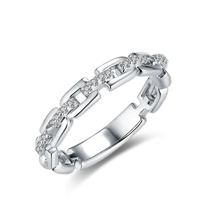 Optimized Title: Layered Link Ring for Women - Micro-Pavé Zircon Minimalist Daily Style