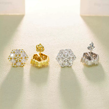 Personality 925 Silver VVS Moissanite Stud Earrings - 4.0mm Large Stone Trendy Jewelry