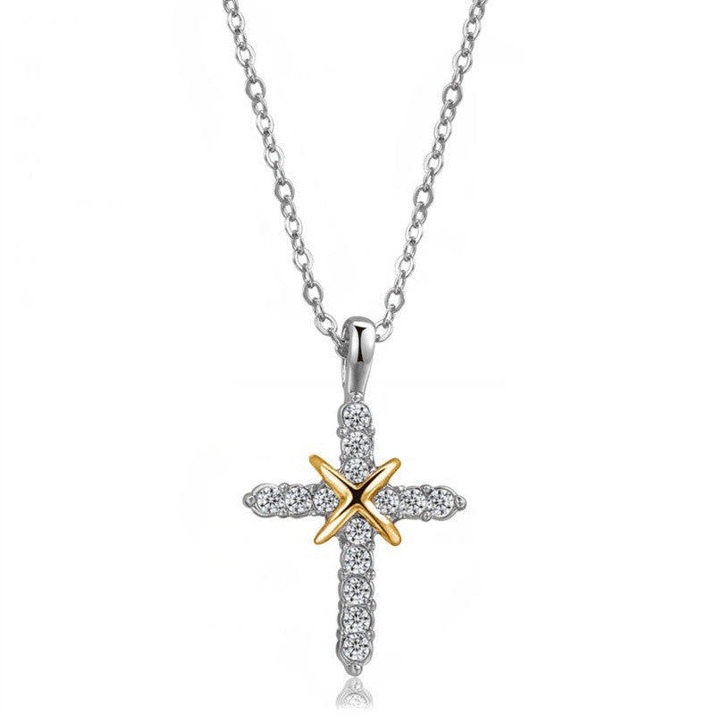 Copper Cross Pendant Necklace - Fashion Office Lady Style