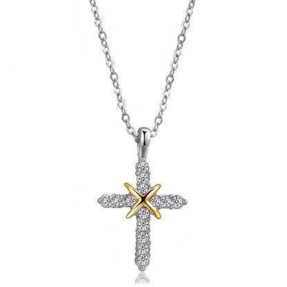 Copper Cross Pendant Necklace - Fashion Office Lady Style