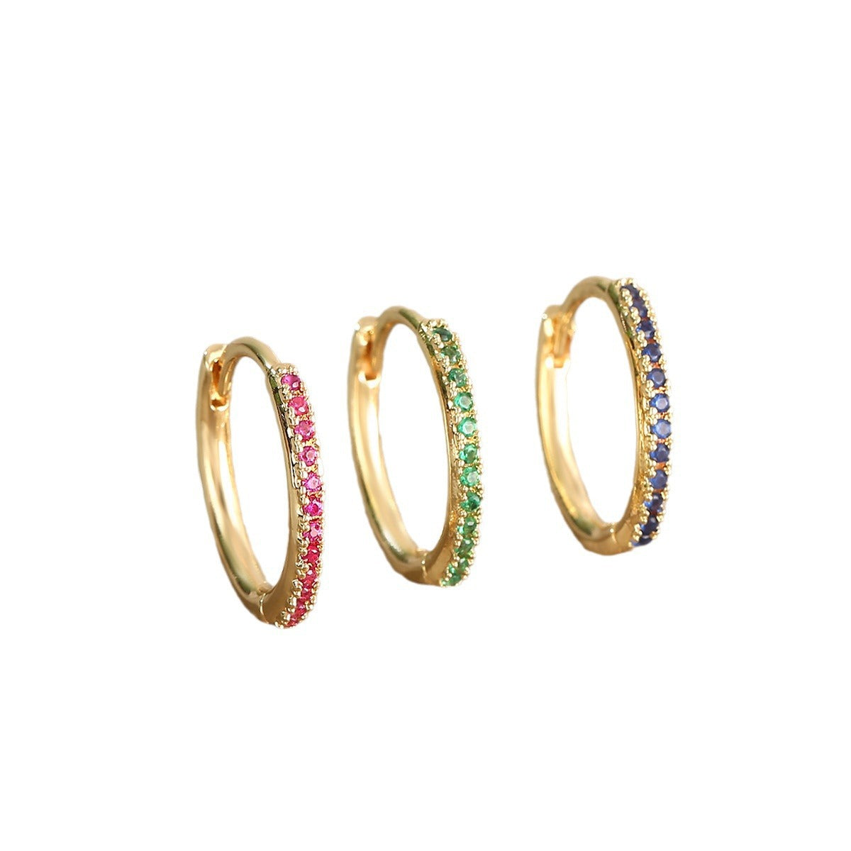 Luxury Copper Earrings with Colored Zircon - Trendy Hip Hop Hoop Earrings