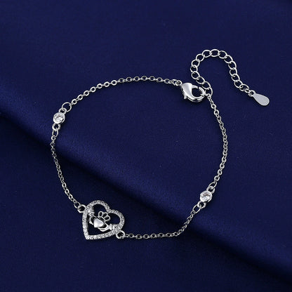 Ricady Jewel Heart & Crown Crystal Bracelet - Minimalist Sparkly Style for Teens & Girls
