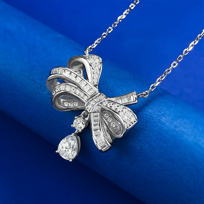 S925 Silver Bow Necklace for Women | Dainty & Chic Daily Wear