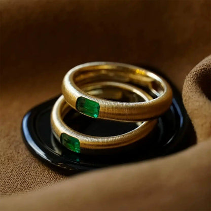 Ricady Jewel Vintage Brushed Emerald Ring for Women