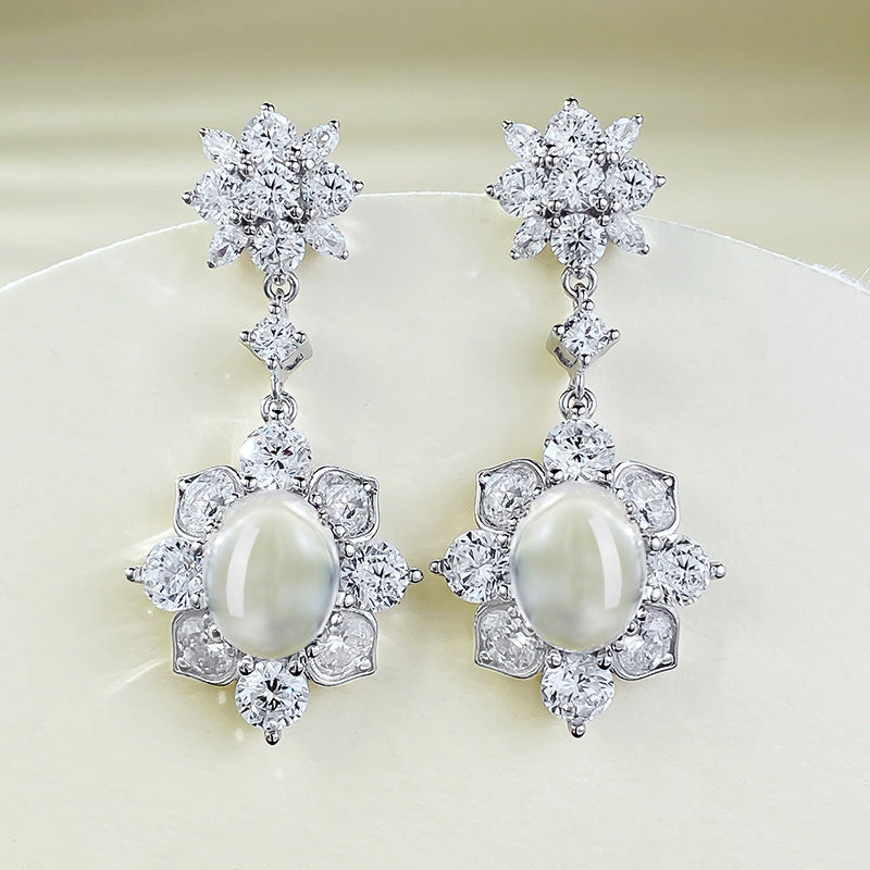 Diamond-Embedded 925 Silver Earrings with "Ruyi" Element – Timeless Elegance &amp; Good Fortune