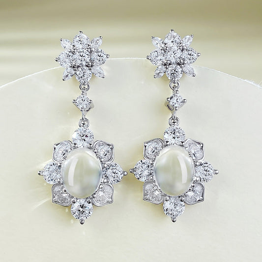 Diamond-Embedded 925 Silver Earrings with "Ruyi" Element – Timeless Elegance &amp; Good Fortune