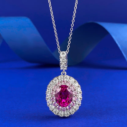Valentine's Rhodolite Rose Pendant 8x10mm Oval