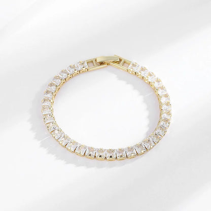 Zircon 4mm Square Stone Single Row Bracelet - Unisex Fashion Jewelry