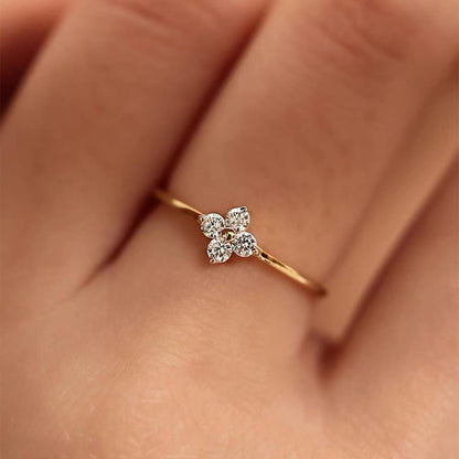 Luxury Style Clover Zircon Ring for Women - Unique Design Fashion Jewelry
