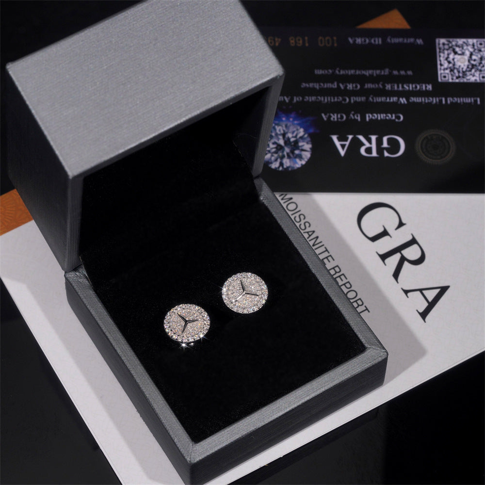 Sleek Mercedes Earrings 925 Silver 12mm VVS Moissanite