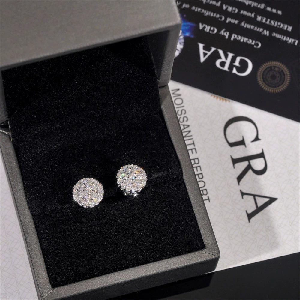 925 Sterling Silver VVS Moissanite Round Stud Earrings - Unisex High-Quality Jewelry