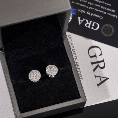 925 Sterling Silver VVS Moissanite Round Stud Earrings - Unisex High-Quality Jewelry