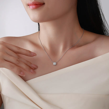 Ricady Jewel S925 Sterling Silver 1 Carat Moissanite Pendant - Women's Classic In-Stock Clavicle Chain