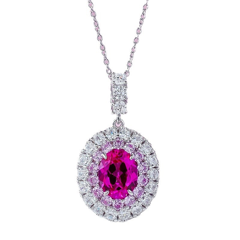Valentine's Rhodolite Rose Pendant 8x10mm Oval
