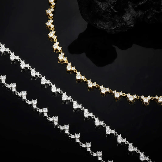 Ricady Jewel S925 Sterling Silver Ins European-American Fashion New Moissanite Clavicle Necklace - Niche Women's Jewelry Set for Layering