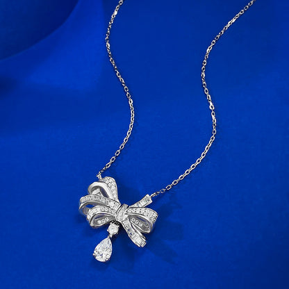 S925 Silver Bow Necklace for Women | Dainty & Chic Daily Wear