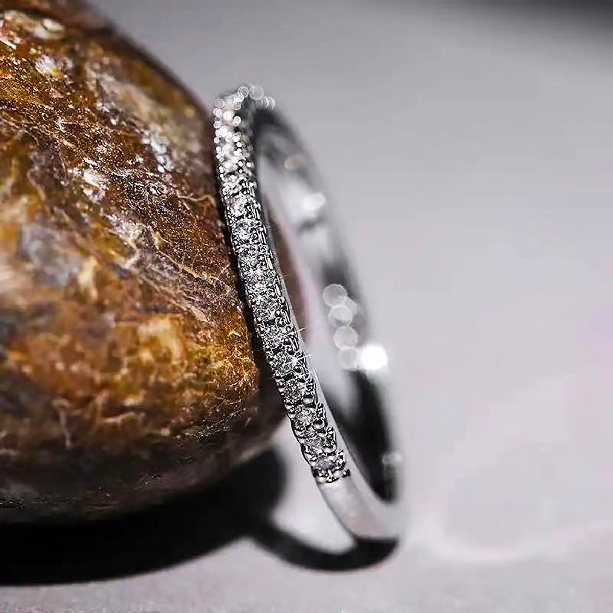Minimalist Women's Cubic Zirconia Ring – Stackable Midi Ring with Micro-Pave Detail, Perfect Gift