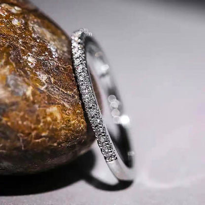 Minimalist Women's Cubic Zirconia Ring – Stackable Midi Ring with Micro-Pave Detail, Perfect Gift