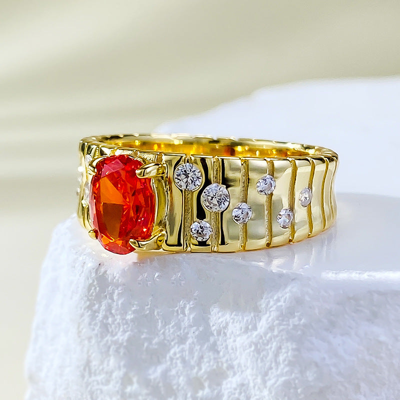 Fanta Orange Ice-Cut S925 Silver Ring - Elegant Women's Jewelry