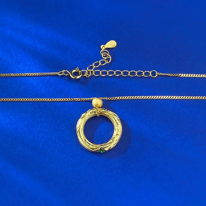 Ricady Jewel S925 Silver Vintage Qiankun Circle Pendant | Green Diamond Gold-Plated Necklace