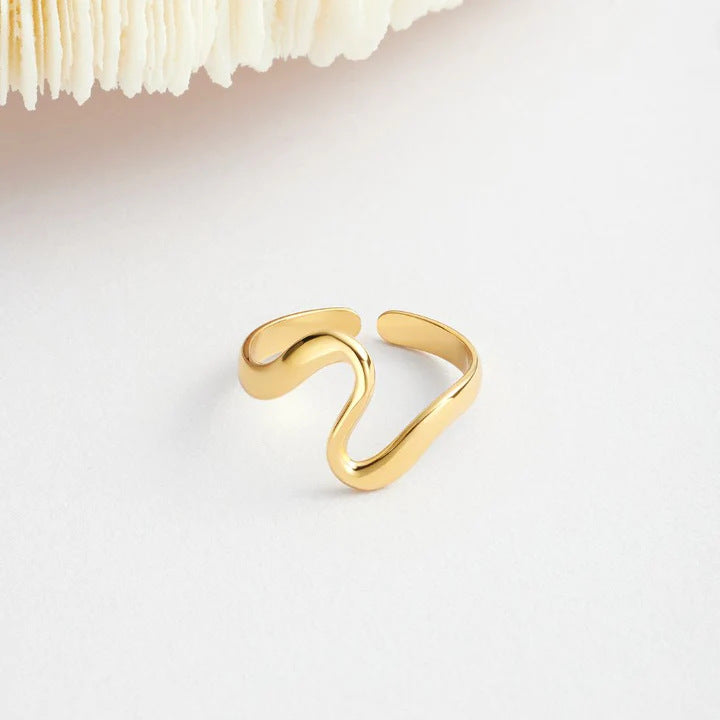 Ricady Jewel – Women's Snake Design Geometric Cuff Ring, Adjustable Open Bangle with Modern Twist